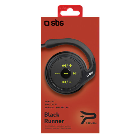 SBS - Schwarzer Runner Sport Bluetooth Kopfhörer, schwarz