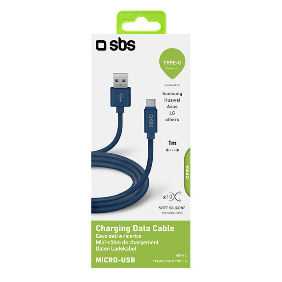 SBS - USB-C / USB Kabel (1m), blau