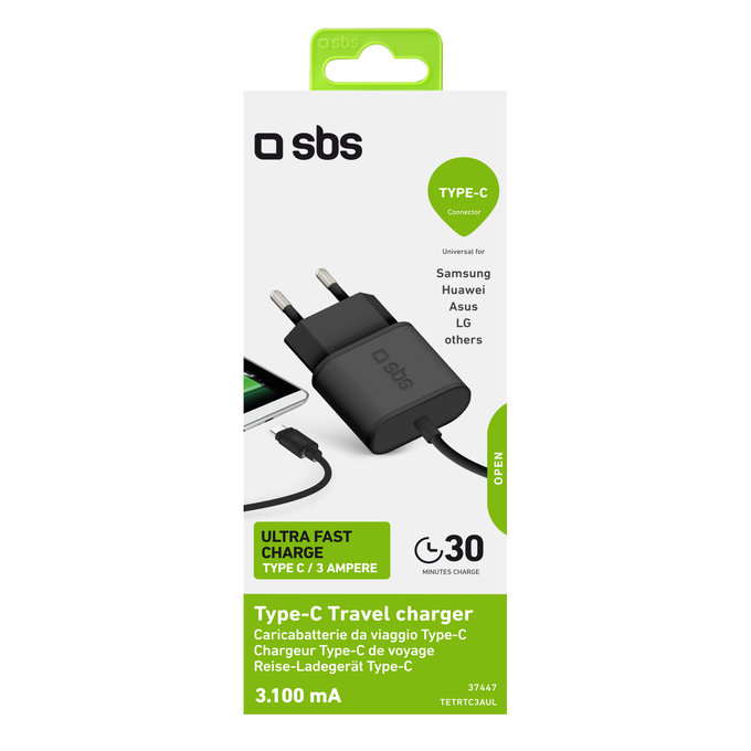 SBS - 10W Ladeadapter mit USB-C, schwarz