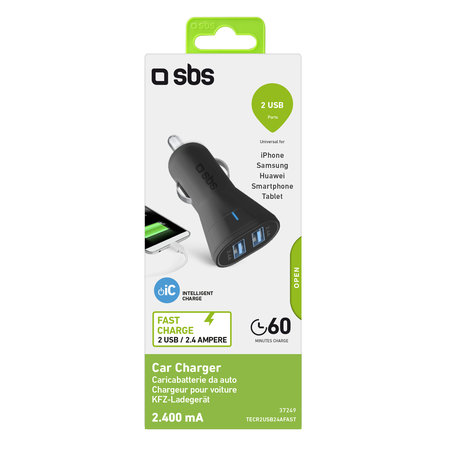 SBS - Auto-Ladegerät 2x USB, 2.4A, schwarz