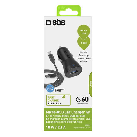 SBS - Auto-Ladegerät USB + Kabel USB / Micro-USB, schwarz