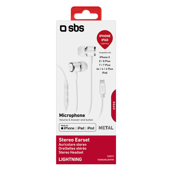 SBS - Kopfhörer mit Mikrofon, Lightning, weiß