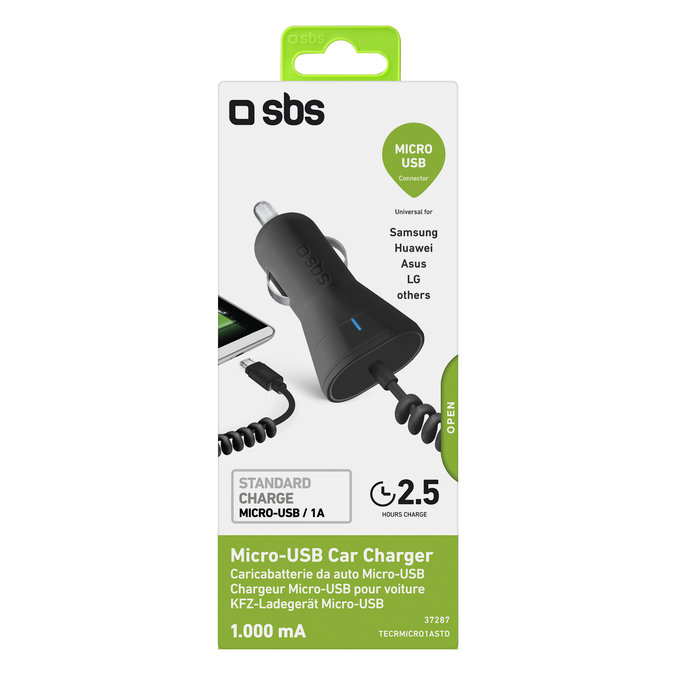 SBS - Auto-Ladegerät USB, Micro-USB, 1A, schwarz