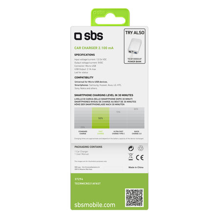 SBS - Auto-Ladegerät Micro-USB, 2.1A, schwarz