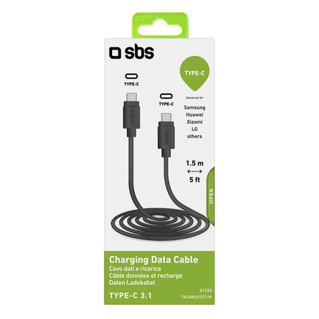 SBS - USB-C / USB-C Kabel (1.5m), schwarz