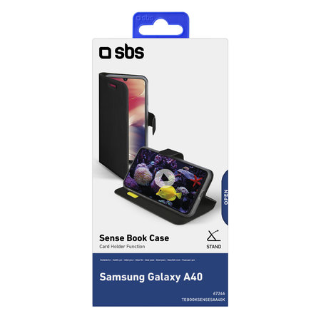 SBS - Fall Book Sense für Samsung Galaxy A40, schwarz