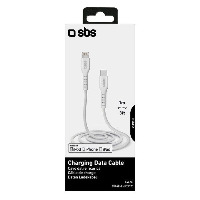 SBS - Lightning / USB-C Kabel (1m), schwarz