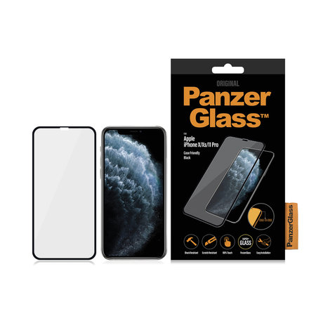 PanzerGlass - Gehärtetes Glas Case Friendly für iPhone X, XS und 11 Pro, schwarz