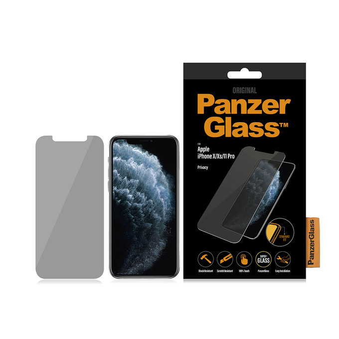 PanzerGlass - Gehärtetes Glas Privacy Standard Fit für iPhone X, XS und 11 Pro, transparent