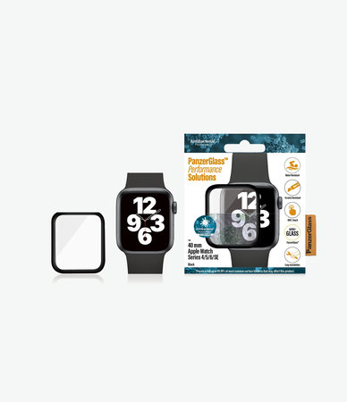 PanzerGlass - Gehärtetes Glas Full Silicone für Apple Watch Series 4, 5, 6, SE (1st gen) und SE (2nd gen) 40mm, schwarz
