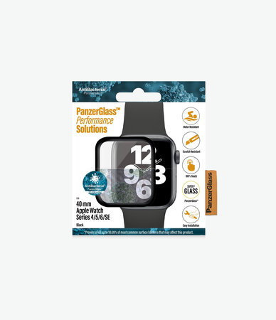 PanzerGlass - Gehärtetes Glas Full Silicone für Apple Watch Series 4, 5, 6, SE (1st gen) und SE (2nd gen) 40mm, schwarz