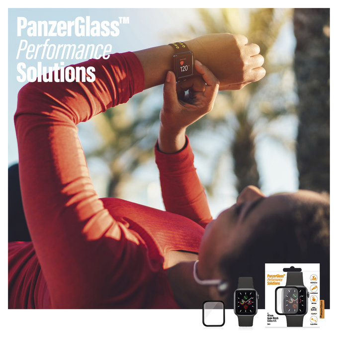 PanzerGlass - Gehärtetes Glas Full Silicone für Apple Watch Series 4, 5, 6, SE (1st gen) und SE (2nd gen) 40mm, schwarz