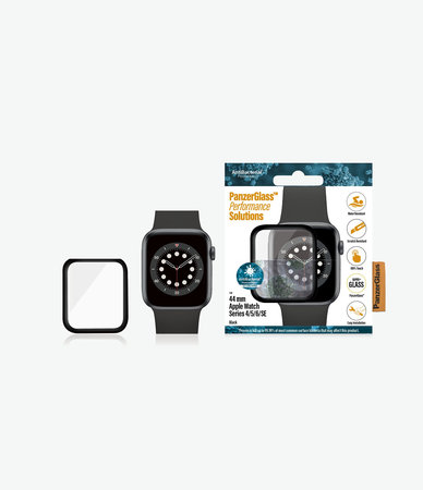 PanzerGlass - Gehärtetes Glas Full Silicone für Apple Watch Series 4, 5, 6, SE (1st gen) und SE (2nd gen) 44mm, schwarz