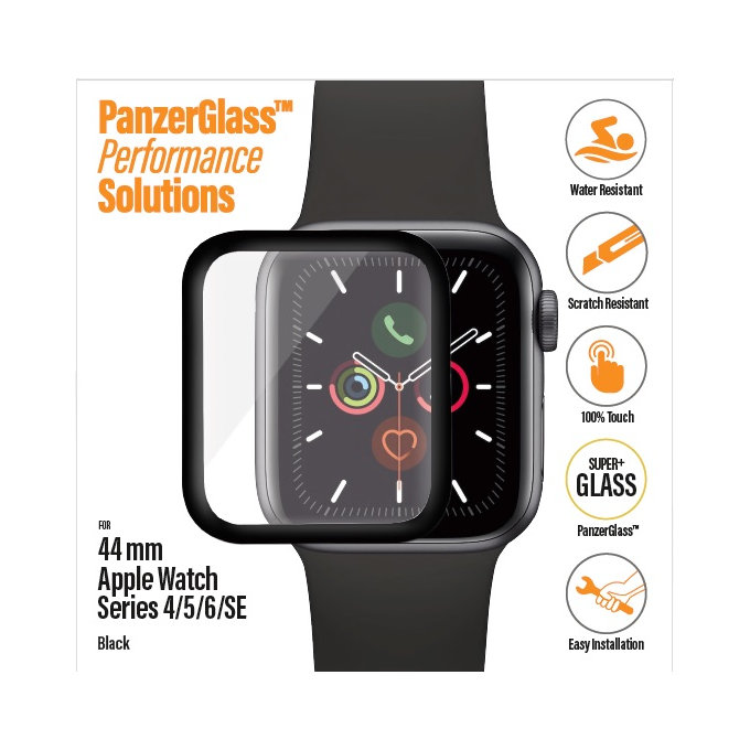 PanzerGlass - Gehärtetes Glas Full Silicone für Apple Watch Series 4, 5, 6, SE (1st gen) und SE (2nd gen) 44mm, schwarz