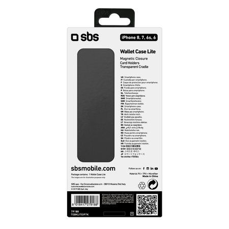 SBS - Fall Book Wallet Lite für iPhone 6, 6s, 7, 8, SE 2020 und SE 2022, schwarz