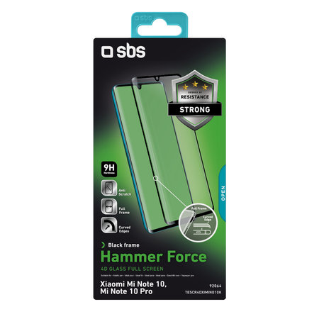 SBS - Gehärtetes Glas 4D Full Glass für Xiaomi Mi Note 10, Mi Note 10 Pro, schwarz