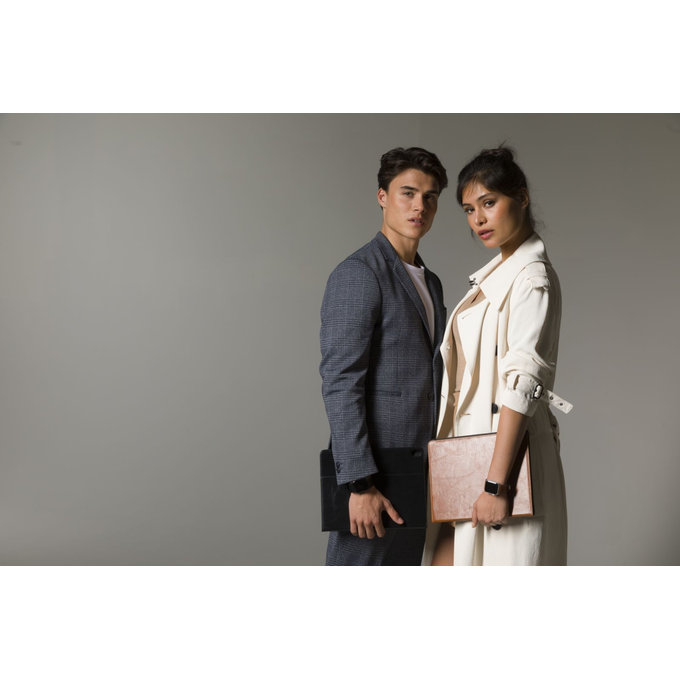 MODE - Bornholm Lederarmband für Apple Watch 44 mm, dunkelbraun / silber