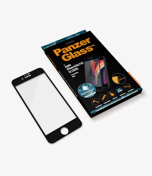 PanzerGlass - Gehärtetes Glas Case Friendly AB für iPhone 6, 6s, 7, 8, SE 2020 und SE 2022, schwarz