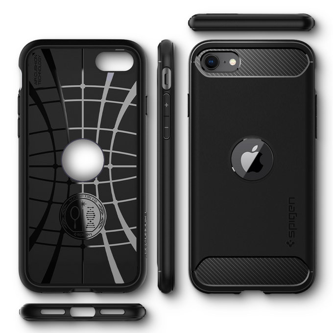 Spigen - Hülle Rugged Armor für iPhone SE 2020 & SE 2022, schwarz