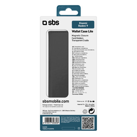 SBS - Fall Book Wallet Lite für Xiaomi Redmi 9, schwarz