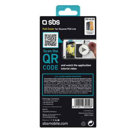 SBS - Gehärtetes Glas Full Cover für Huawei P40 Lite, schwarz