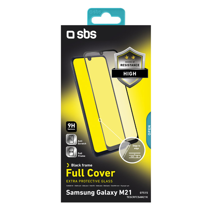 SBS - Gehärtetes Glas Full Cover für Samsung Galaxy M21, schwarz