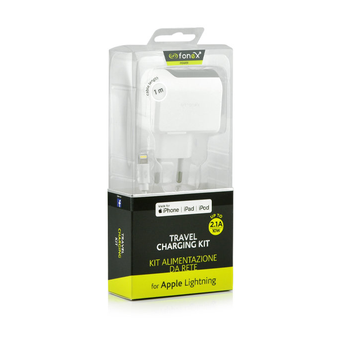 Fonex - Ladeadapter USB + Kabel USB / Lightning, 10W, weiß