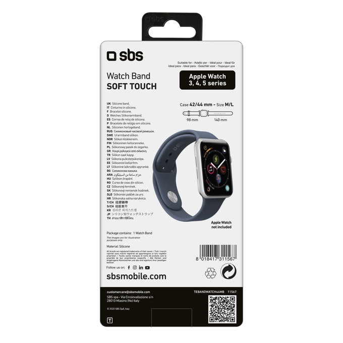 SBS - Armband für Apple Watch 44 mm, Größe M / L, blau
