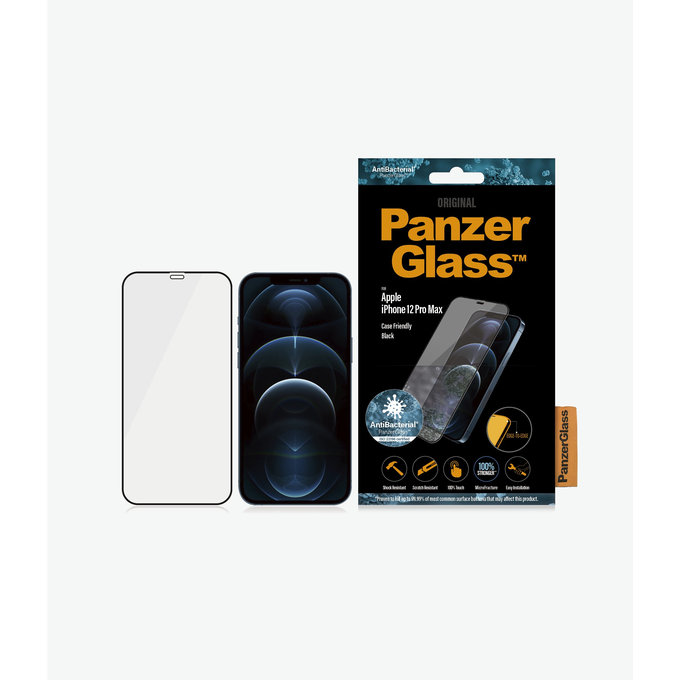 PanzerGlass - Gehärtetes Glas Case Friendly AB für iPhone 12 Pro Max, schwarz