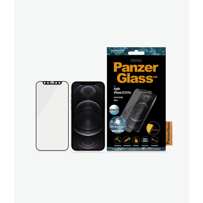 PanzerGlass - Gehärtetes Glas Case Friendly AntiGlare für iPhone 12 und 12 Pro, schwarz