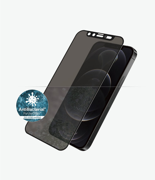 PanzerGlass - Gehärtetes Glas Privacy Case Friendly CamSlider AB für iPhone 12 und 12 Pro, schwarz