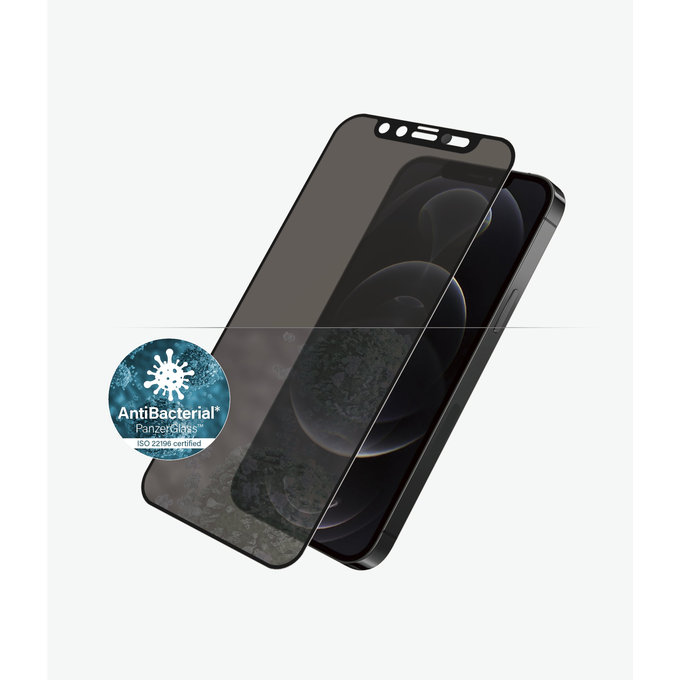 PanzerGlass - Gehärtetes Glas Privacy Case Friendly CamSlider AB für iPhone 12 und 12 Pro, schwarz
