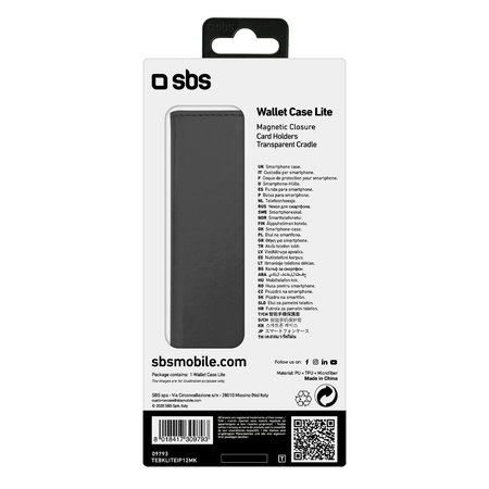 SBS - Fall Book Wallet Lite für iPhone 12 und 12 Pro, schwarz