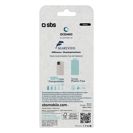 SBS - Fall Oceano für iPhone 12 mini, 100% kompostierbar, weiß