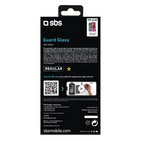 SBS - Gehärtetes Glas für iPhone 12 und 12 Pro, transparent