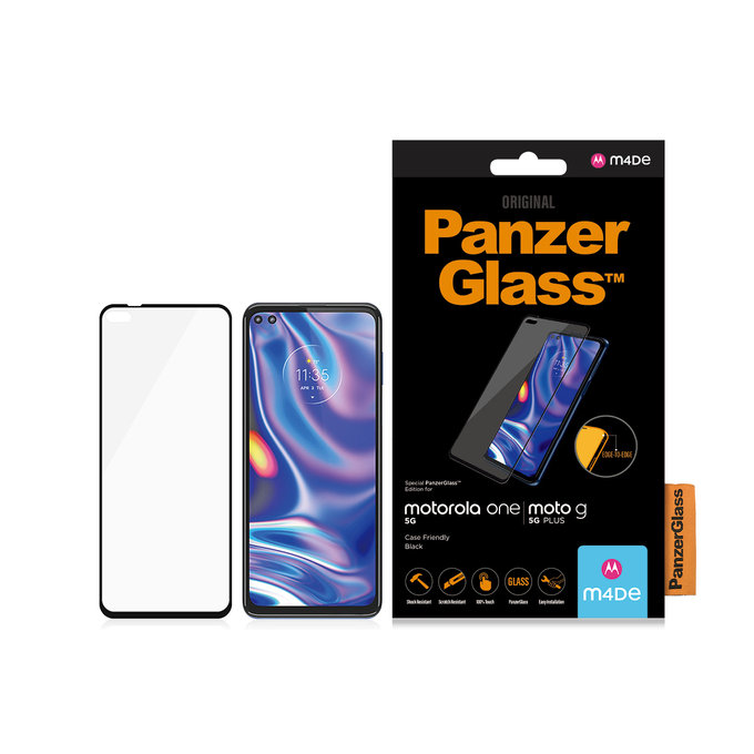 PanzerGlass - Gehärtetes Glas Case Friendly für Motorola Moto G 5G Plus und One 5G, schwarz