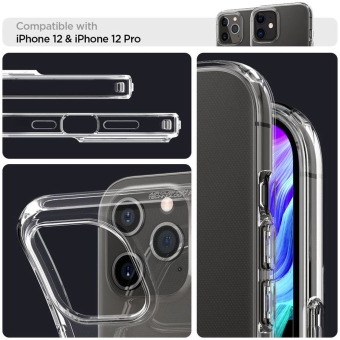 Spigen - Hülle Liquid Crystal für iPhone 12 und 12 Pro, Crystal Clear
