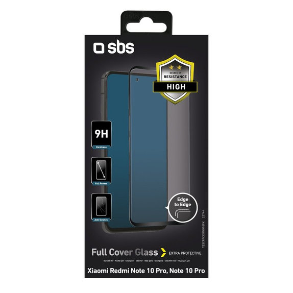 SBS - Gehärtetes Glas Full Cover für Xiaomi Redmi Note 10 Pro, schwarz