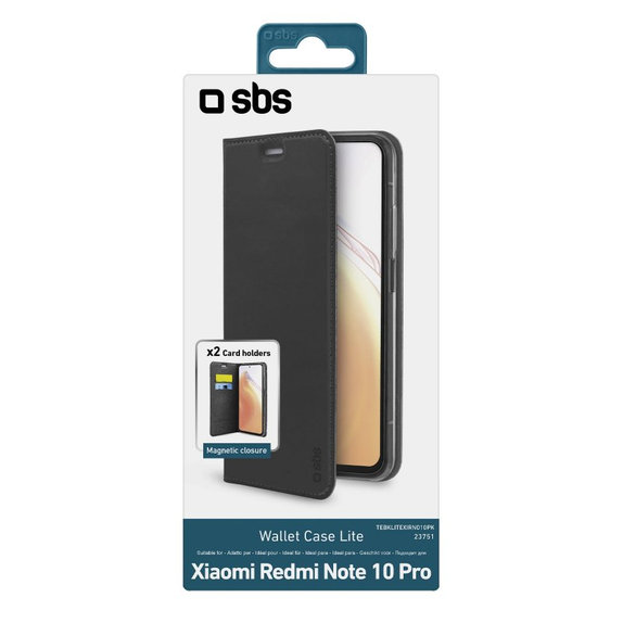SBS - Fall Book Wallet Lite für Xiaomi Redmi Note 10 Pro, schwarz