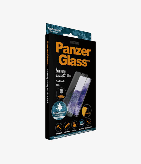 PanzerGlass - Gehärtetes Glas Case Friendly AB für Samsung Galaxy S21 Ultra, Fingerprint komp., schwarz