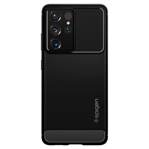 Spigen - Hülle Rugged Armor für Samsung Galaxy S21 Ultra, schwarz