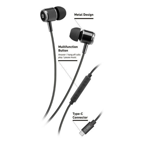 SBS - Kopfhörer Studio Mix 100C mit Mikrofon, USB-C, schwarz