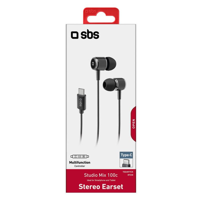 SBS - Kopfhörer Studio Mix 100C mit Mikrofon, USB-C, schwarz