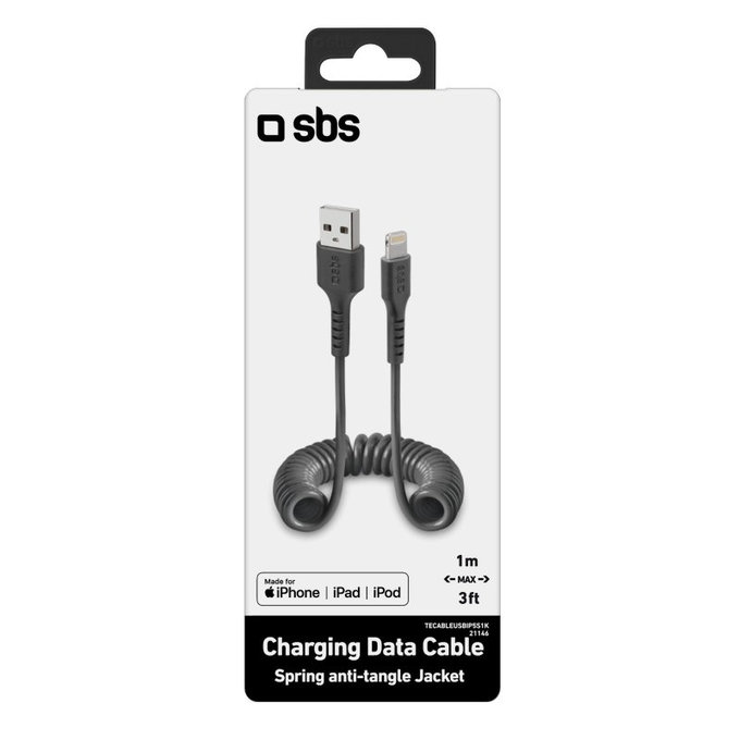 SBS - Lightning / USB Kabel (1m), schwarz