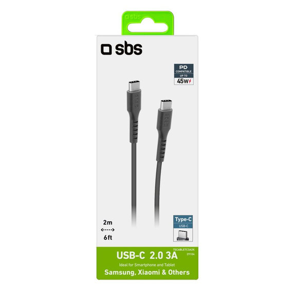 SBS - USB-C / USB-C Kabel (2m), schwarz