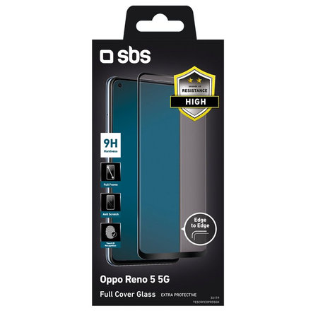 SBS - Gehärtetes Glas Full Cover für Oppo Reno 5 5G, schwarz