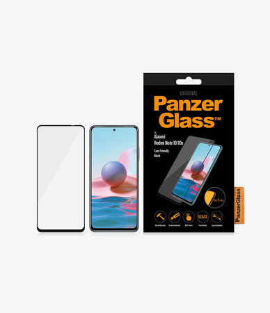 PanzerGlass - Gehärtetes Glas Case Friendly für Xiaomi Redmi Note 10, 10S, schwarz