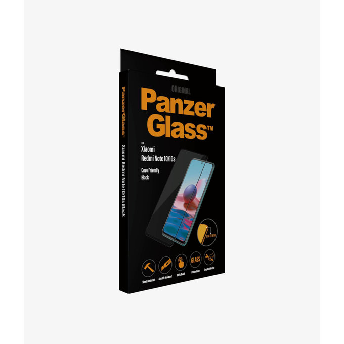 PanzerGlass - Gehärtetes Glas Case Friendly für Xiaomi Redmi Note 10, 10S, schwarz