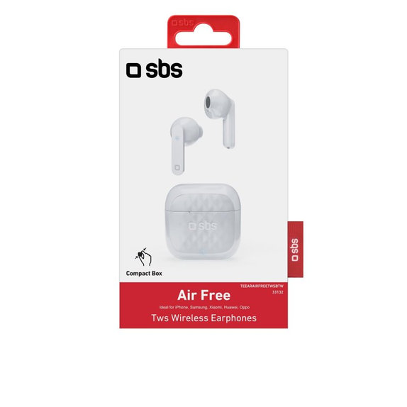 SBS - TWS Air Free Kabellose Kopfhörer mit Ladebox 250 mAh, weiß
