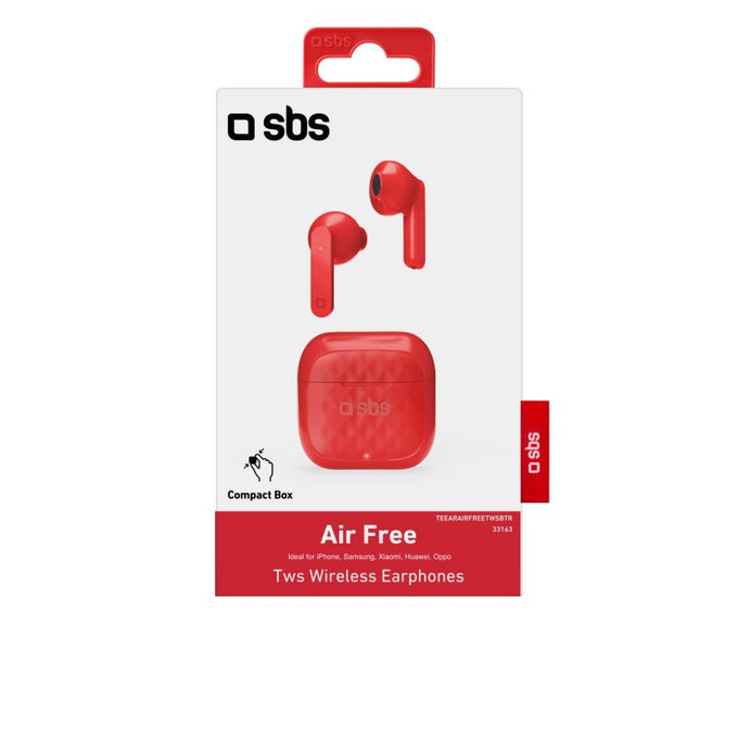 SBS - TWS Air Free Kabelloser Kopfhörer mit Ladebox 250 mAh, rot